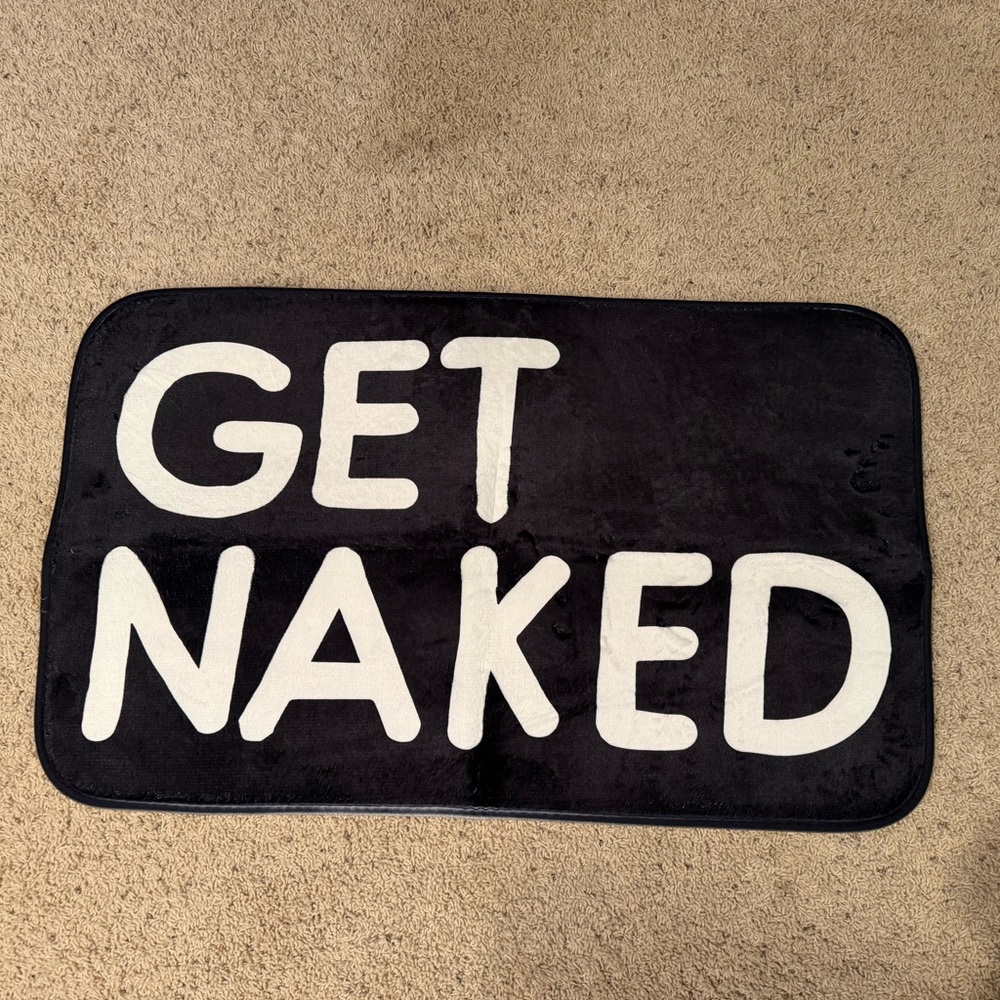 Black and White 'Get Naked' Bath Mat